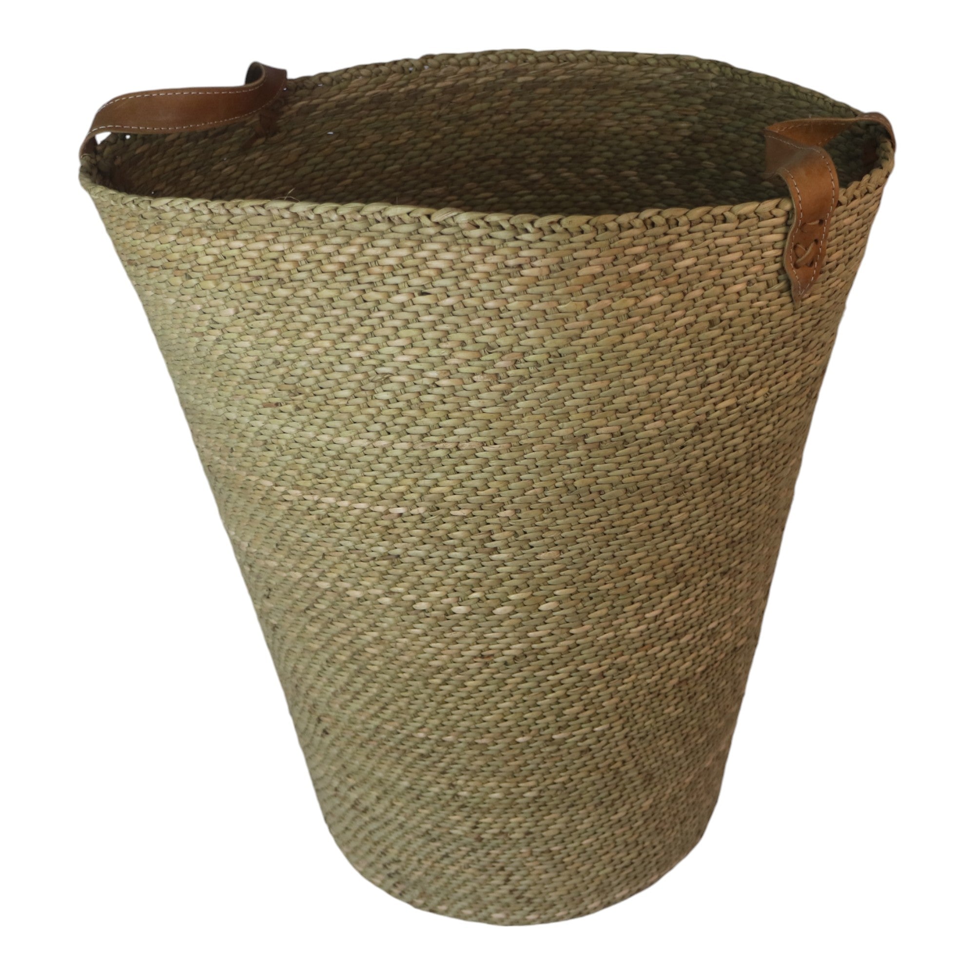 IRINGA LAUNDRY BASKET with leather handles