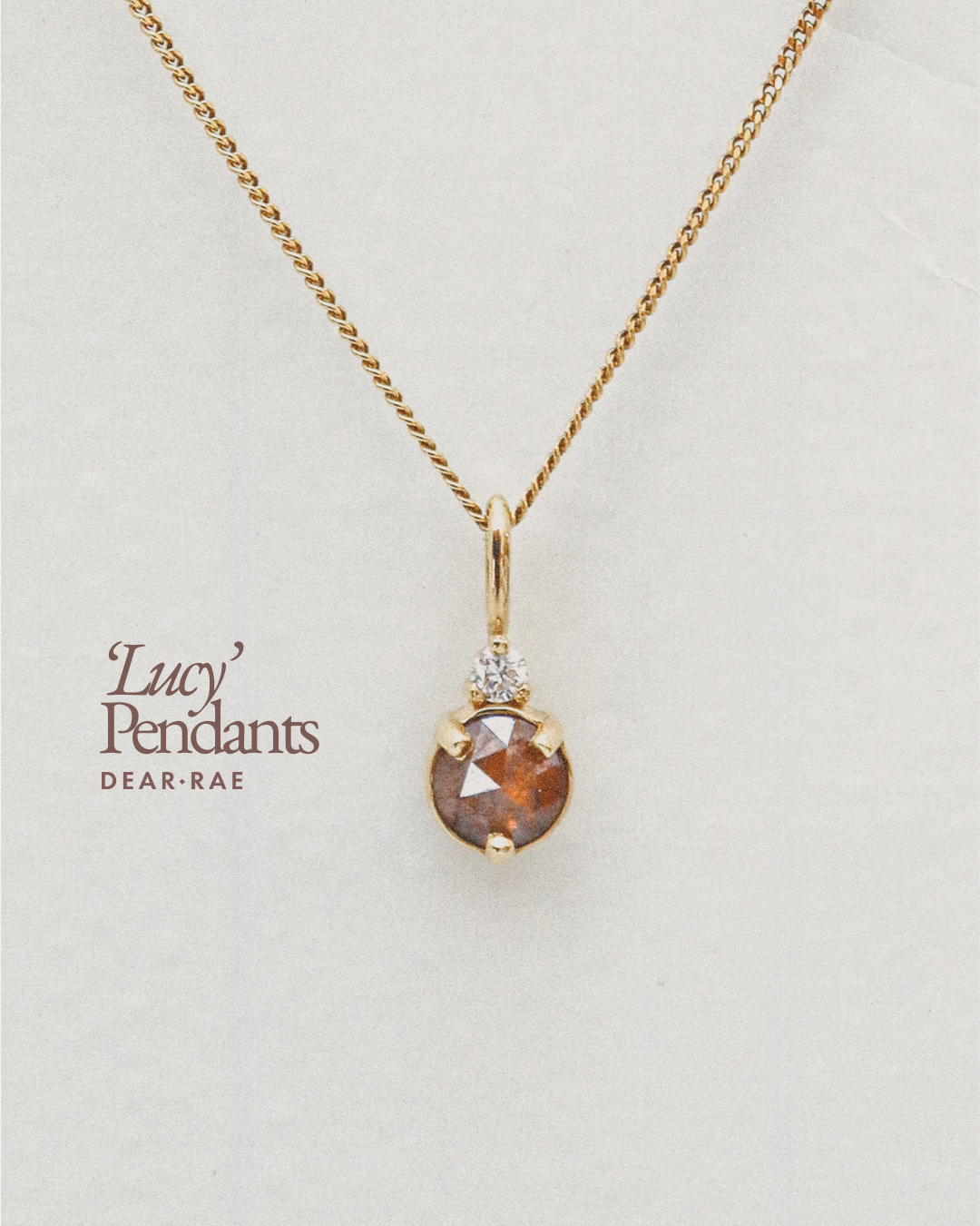 Brown and White Diamonds Charm with adjustable chain in YG