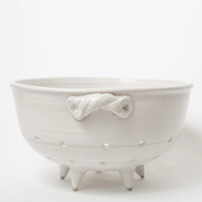 FOOTED CERAMIC COLANDER deep medium