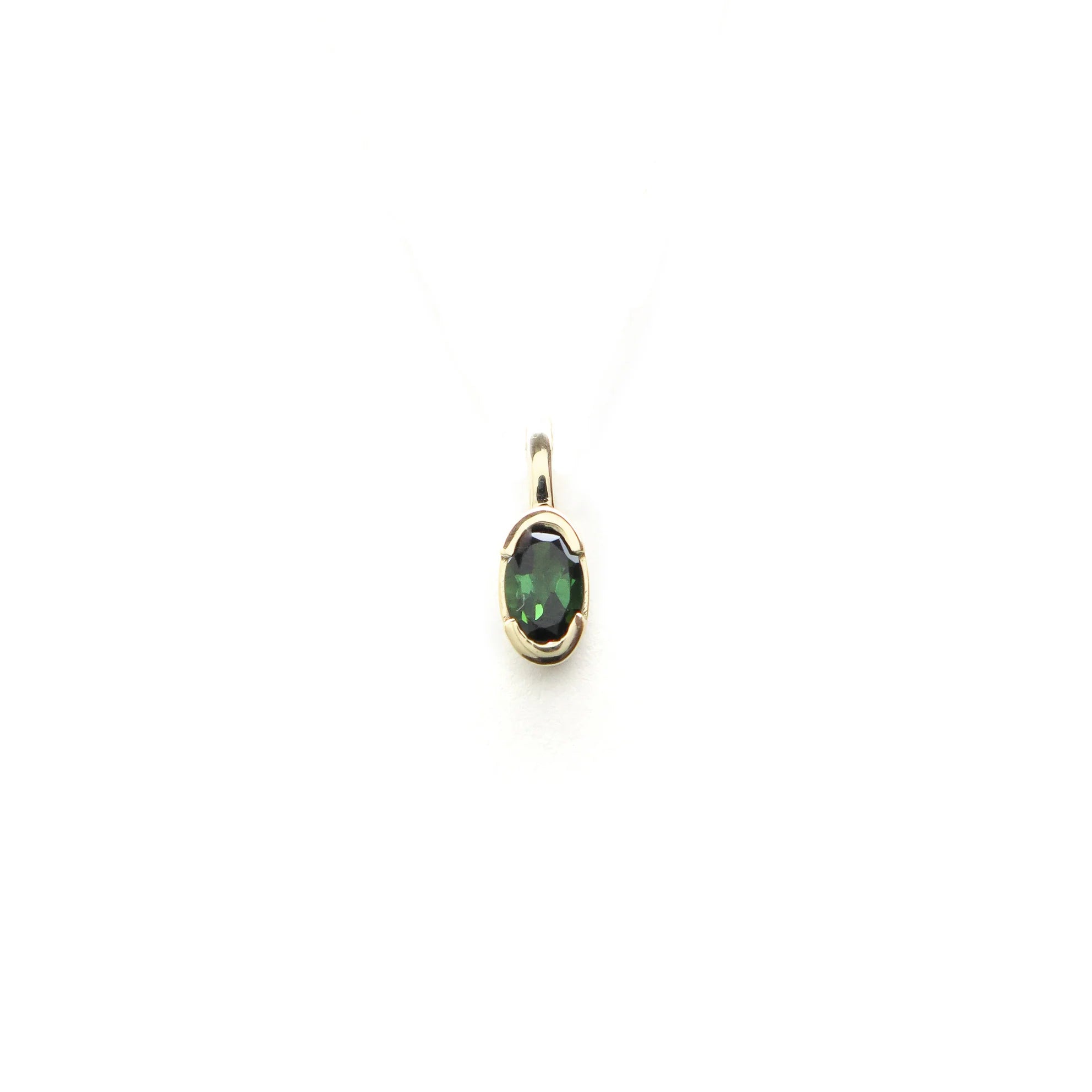 Partial Bezel Oval Tourmaline Charm in YG