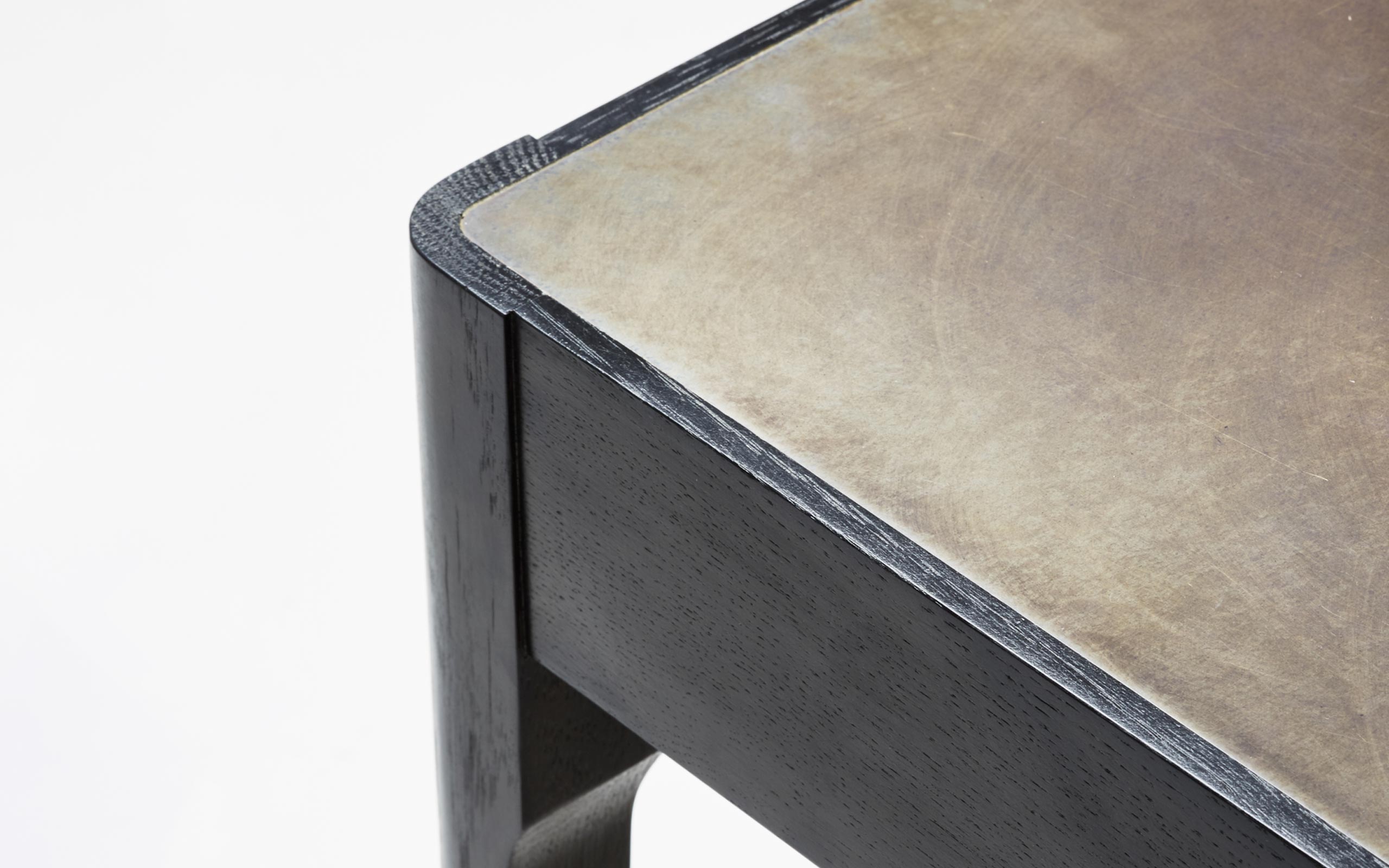 BRASS TOP desk tapered legs | 120cm length | 1 drawer