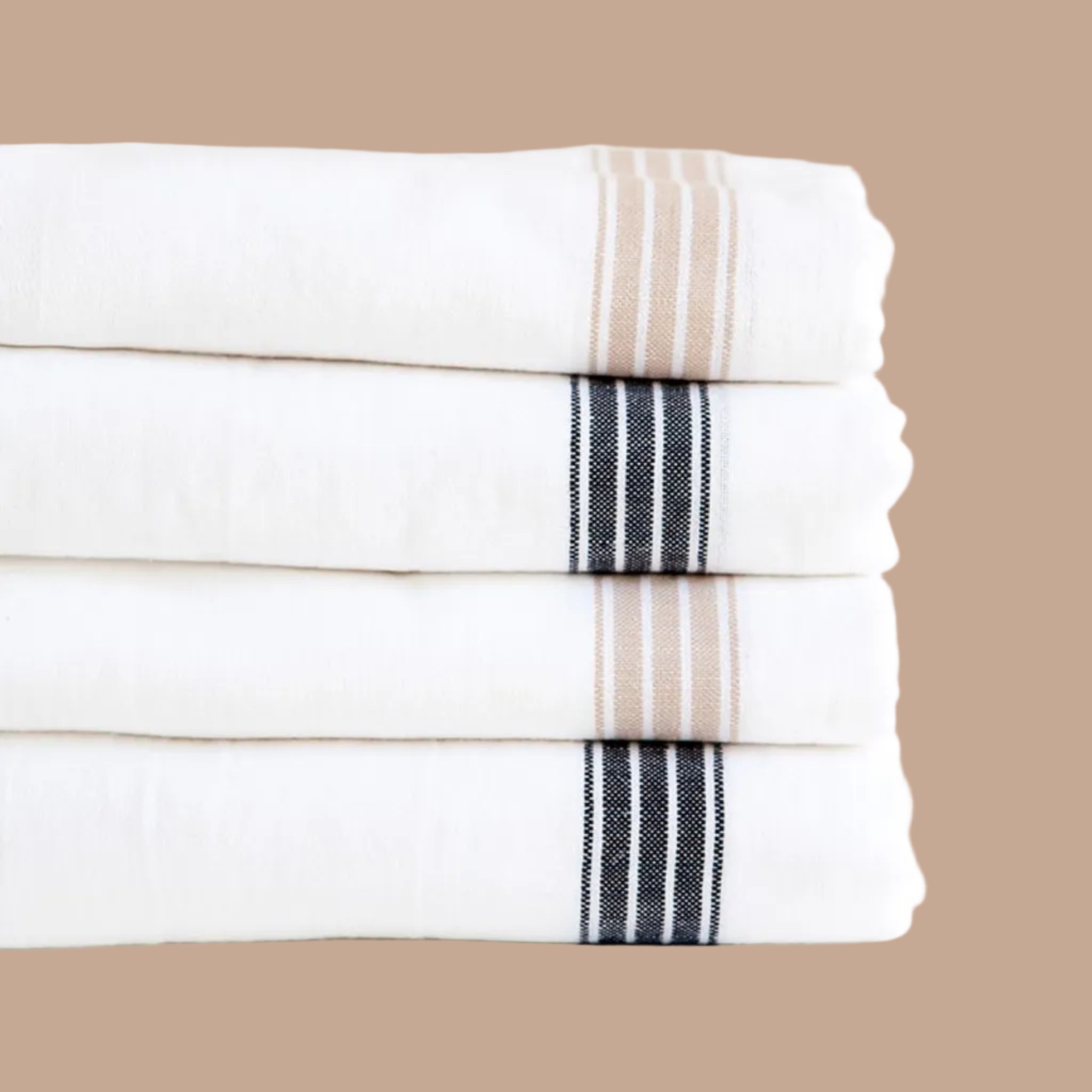 TABLECLOTH provincial stripe - natural & french navy