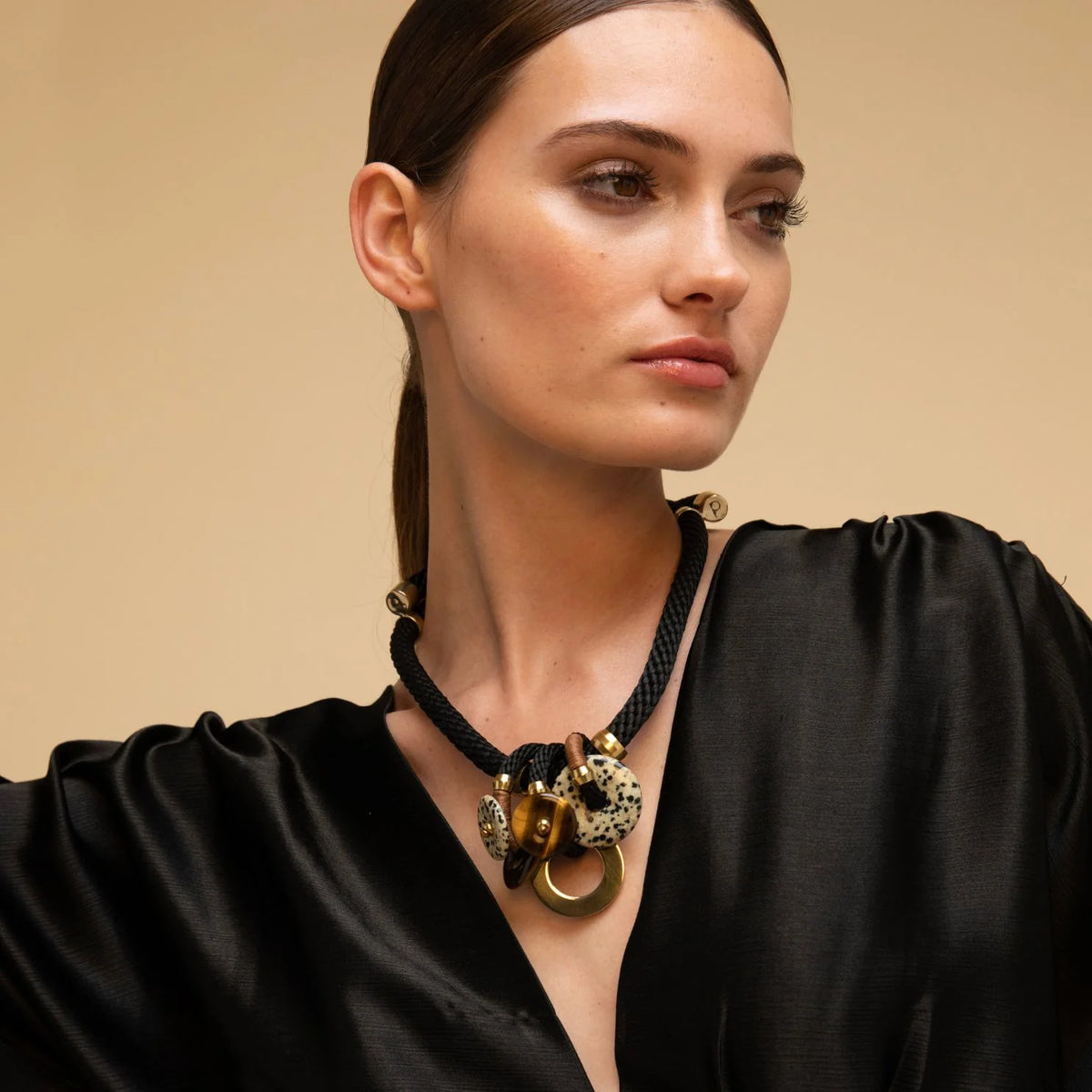 SATYA necklace black dalmation jasper