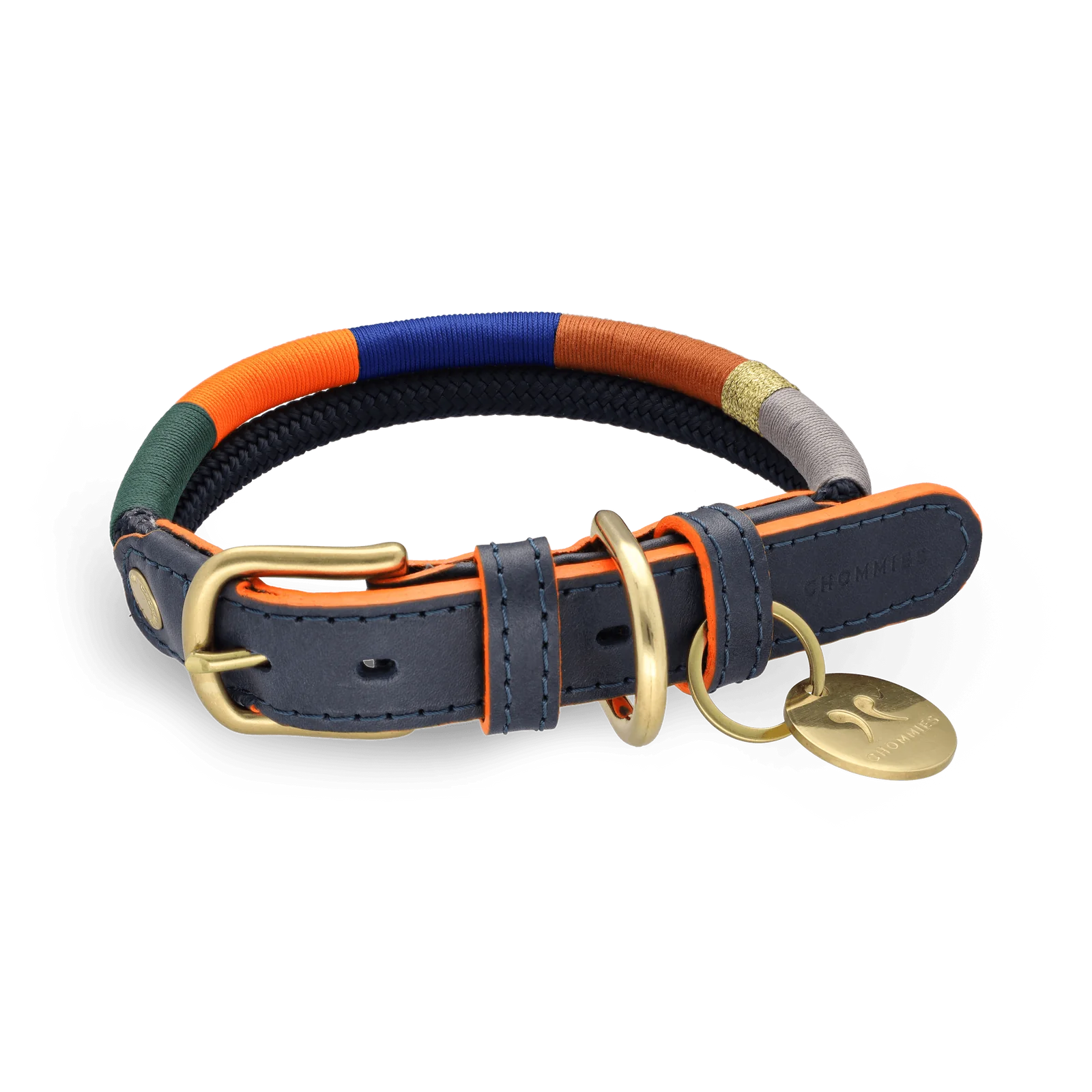 ADJUSTABLE DOG COLLAR blue bobo on navy