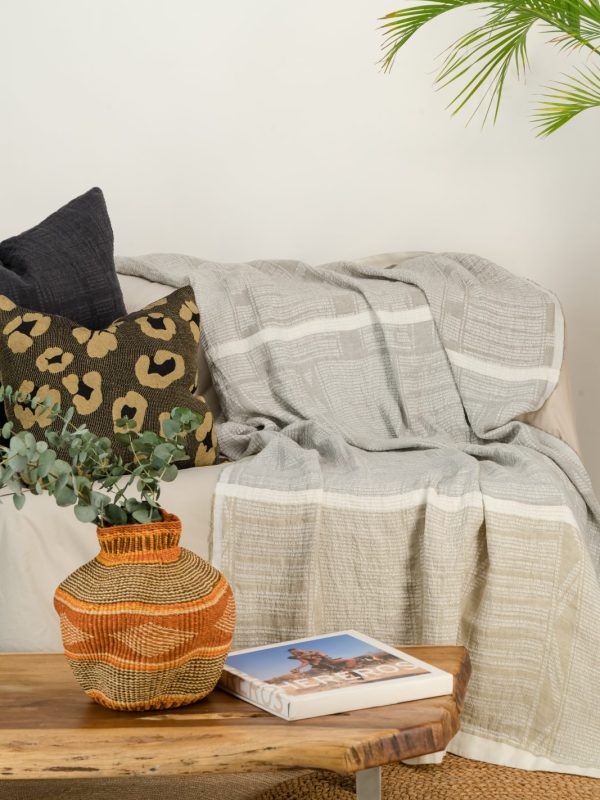 100% linen bogolan lounge throw
