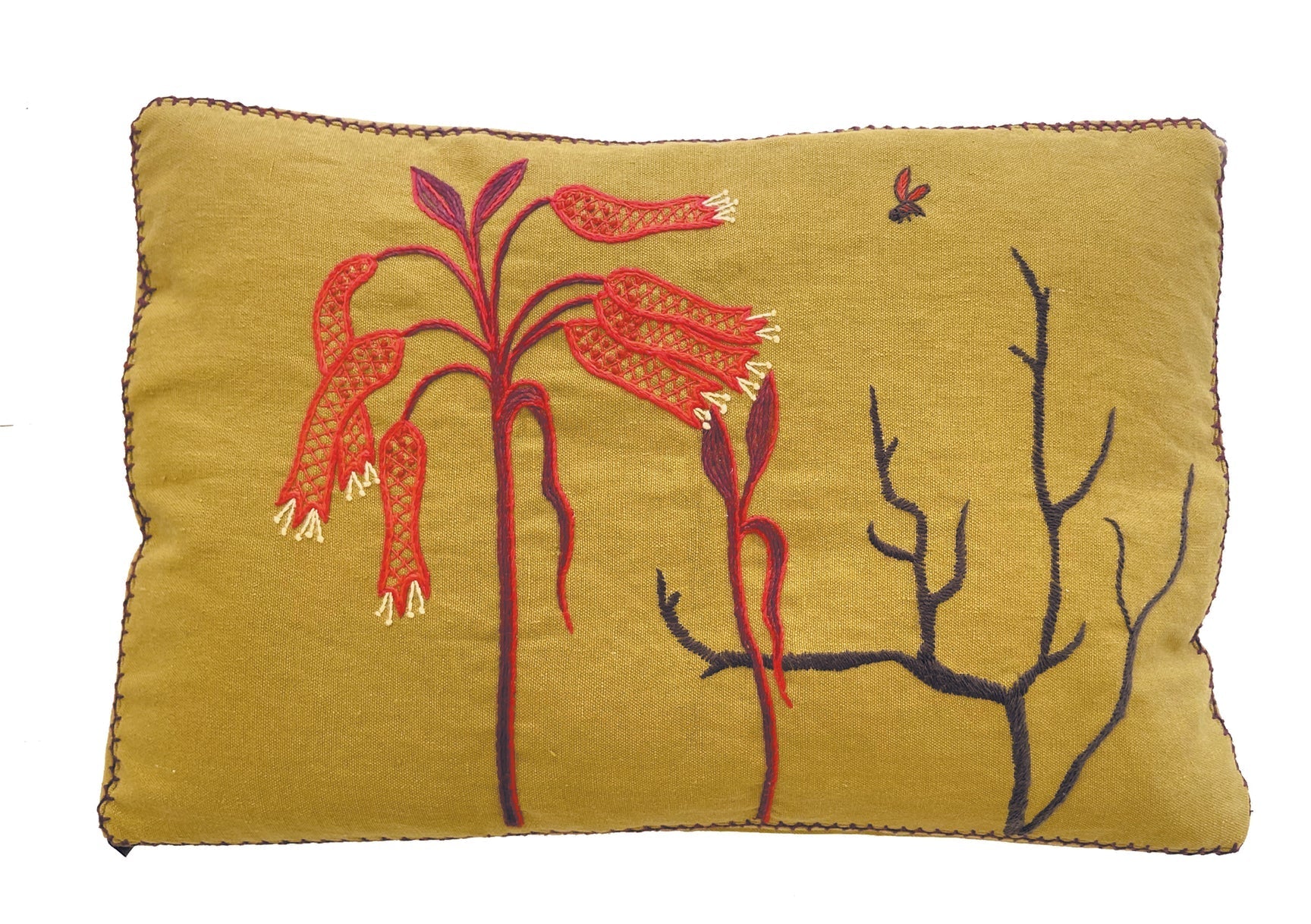 FIRE LILY box cushion linen