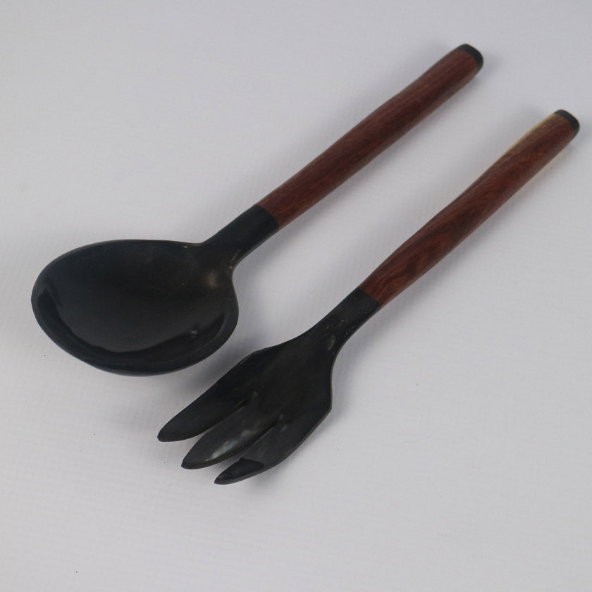 HORN SALAD servers wood inlay